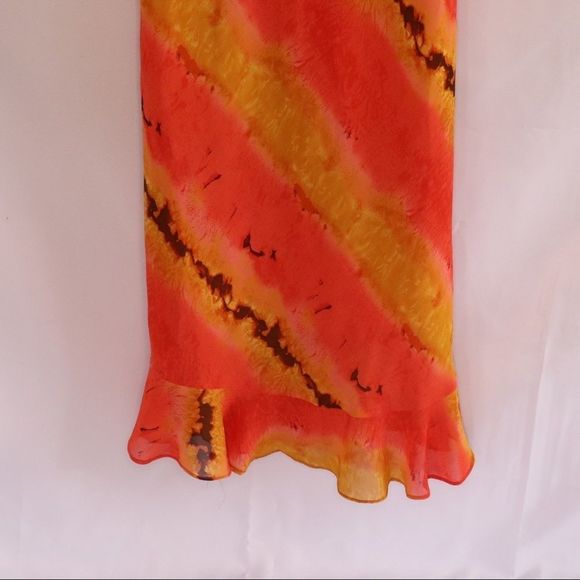 Orange y2k vintage orange silk dress size 11/12 - Picture 2 of 9